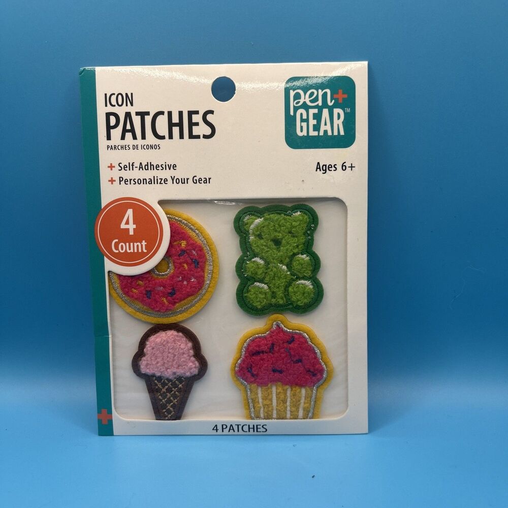 Pen & Gear Self- Adhesive Patches Foid  Gummy Bear Donut Ice Cream Cone Cupcake